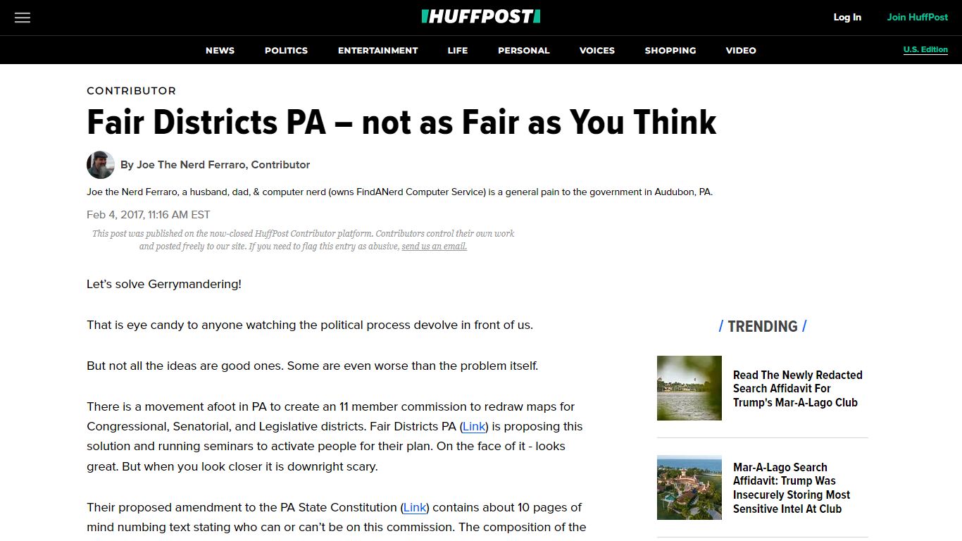 Fair Districts PA – not as Fair as You Think | HuffPost Contributor